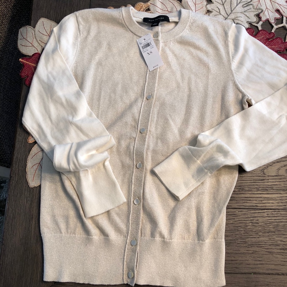 Ann Taylor shimmer cardigan sweater